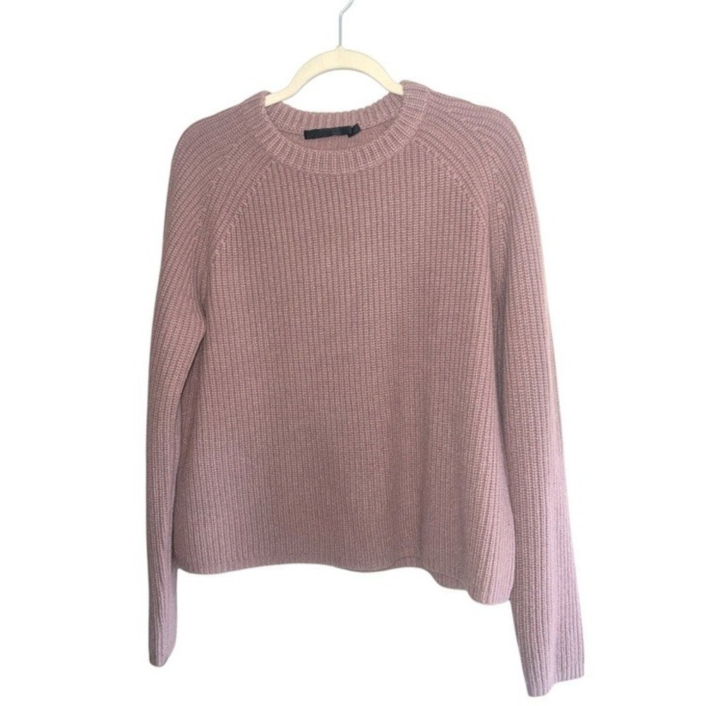 Jenni Kayne Cashmere Fisherman Sweater Mink Pink L 100% Cashmere Quiet Luxury